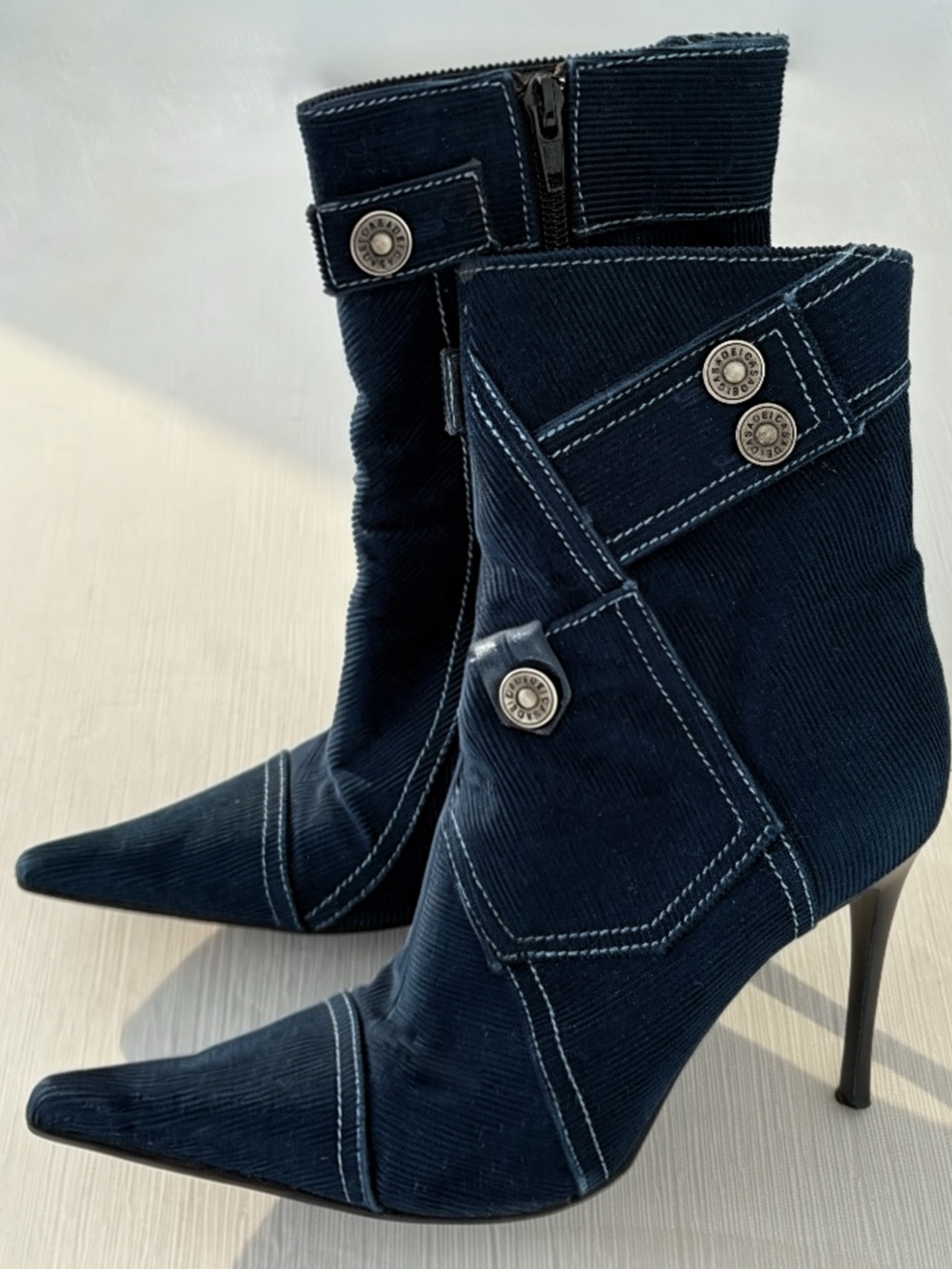 Vintage Casadei Collectible Y2K Corduroy Stiletto Boots Size 8 US
